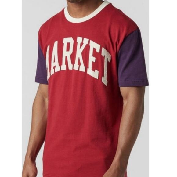 Market formerly Chinatown Market Retro Color Block Red White Purple TShirt Large - Picture 1 of 6